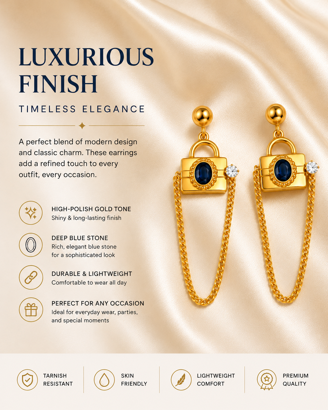 Lock Drop Earrings