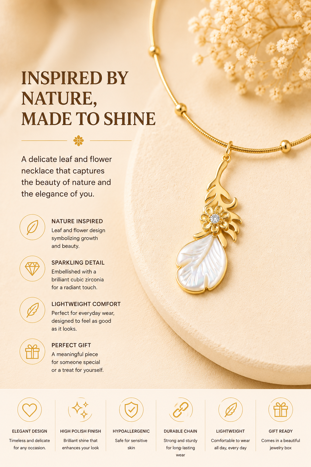 Golden Leaf Bloom Necklace