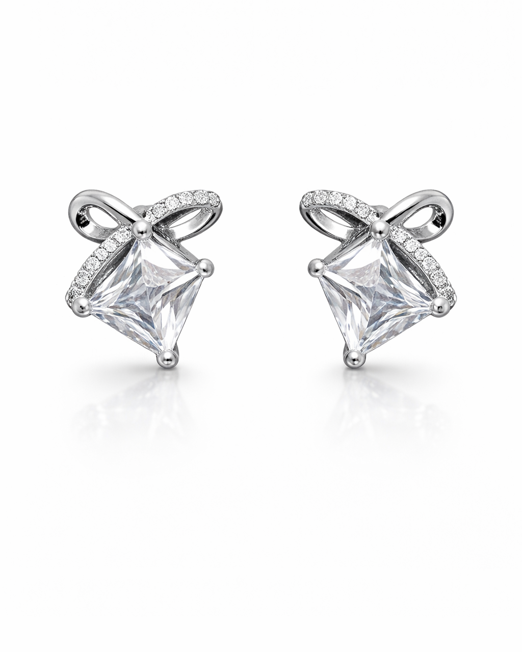 Crystal Bow Charm Stud