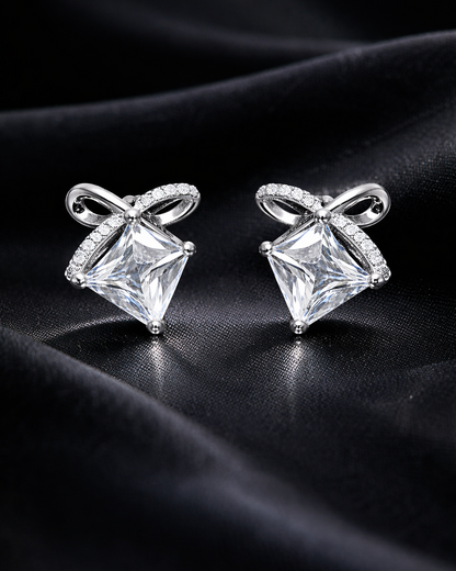 Crystal Bow Charm Stud