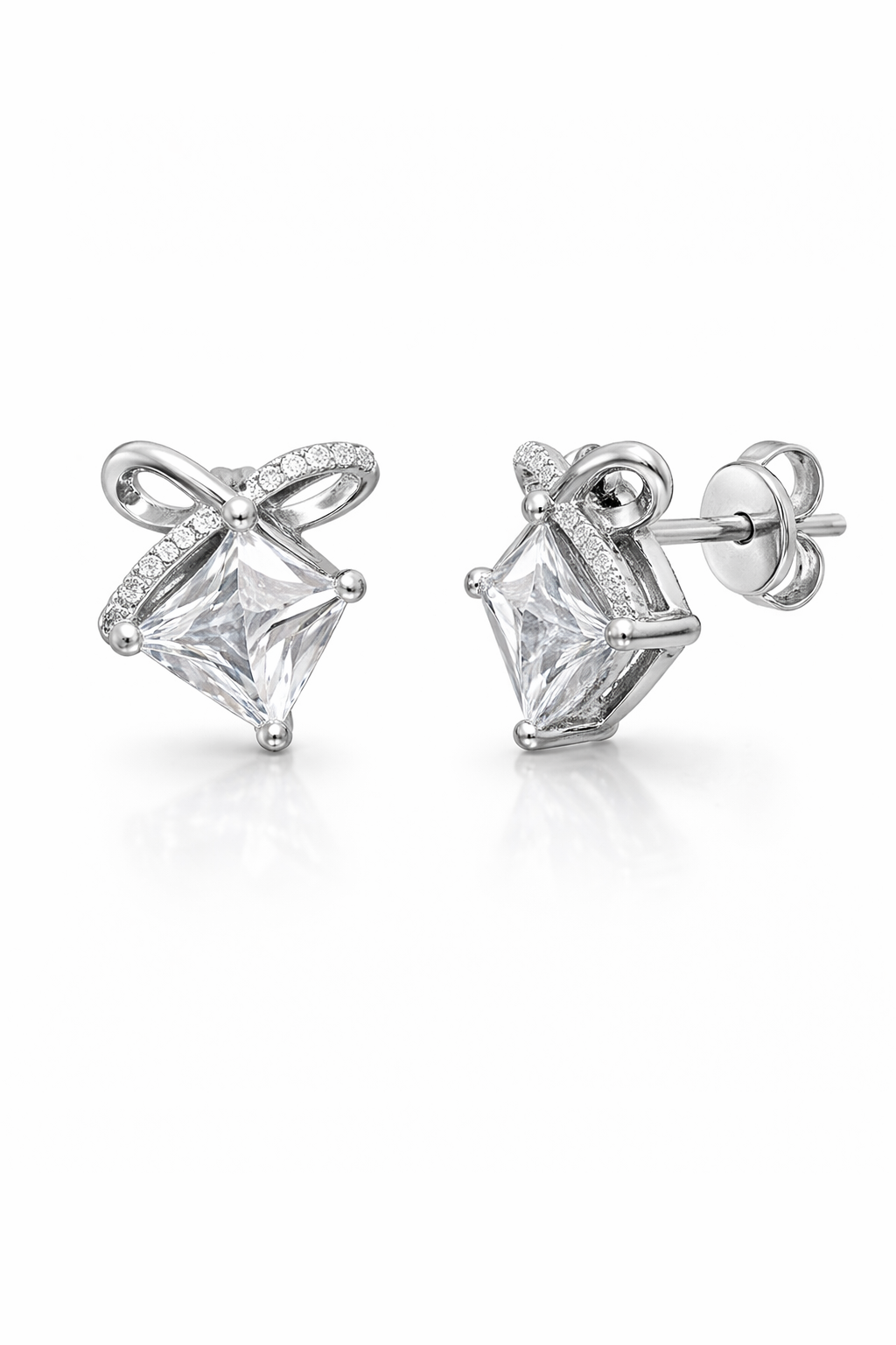 Crystal Bow Charm Stud