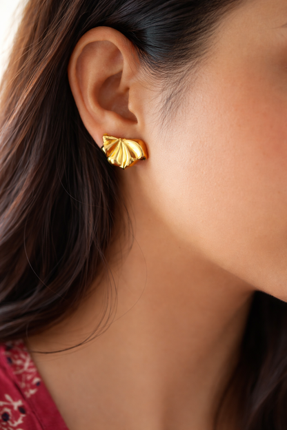 Golden Flame Leaf stud