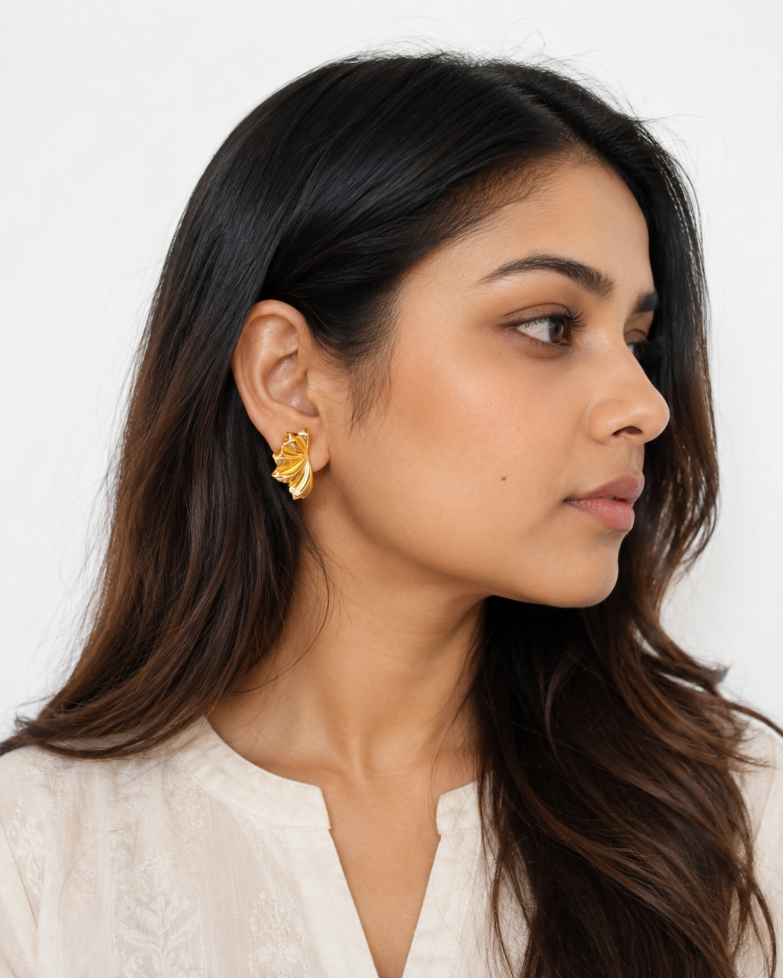 Golden Flame Leaf stud