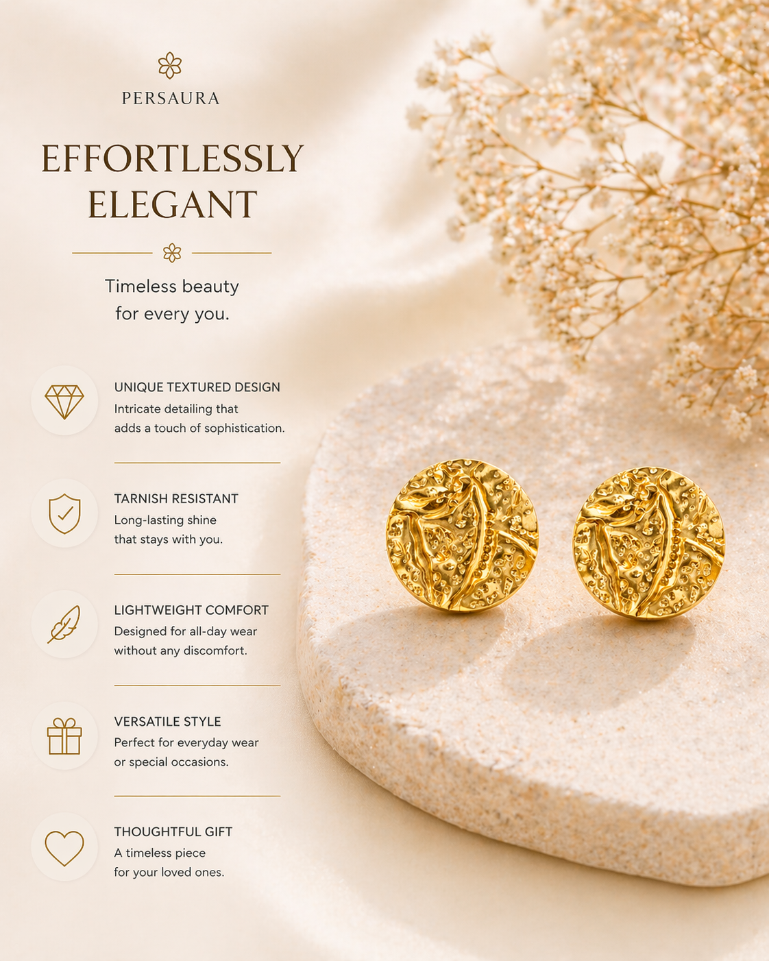 Golden Hammered Studs
