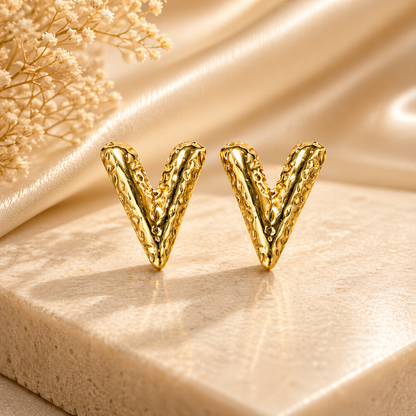 Golden V Textured  Earrings