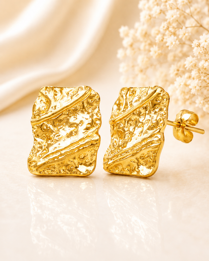 Golden Ripple Square Studs