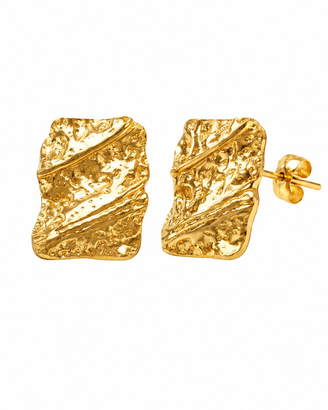 Golden Ripple Square Studs