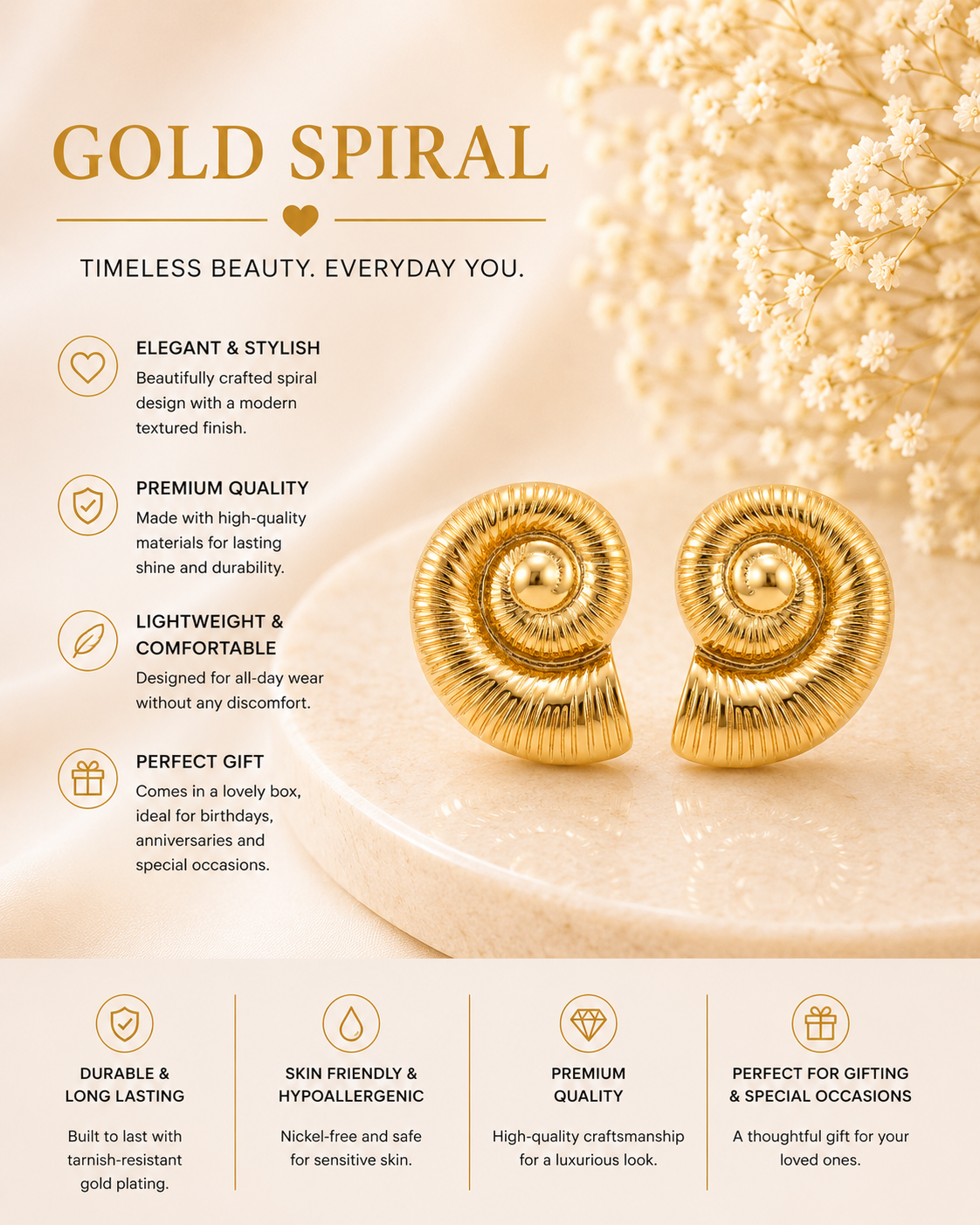 Golden sea Shell Earrings