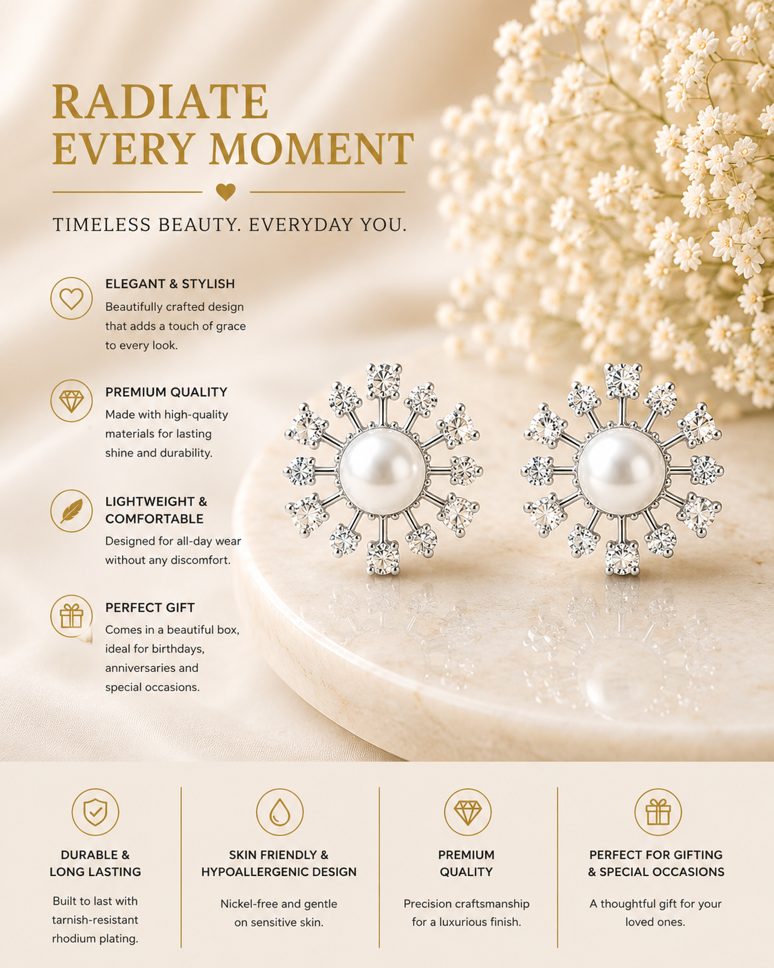 Pearl Sunburst Earrings