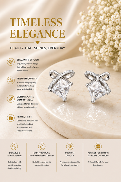Crystal Bow Charm Stud