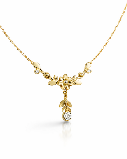 Golden Crystal leaflet Necklace