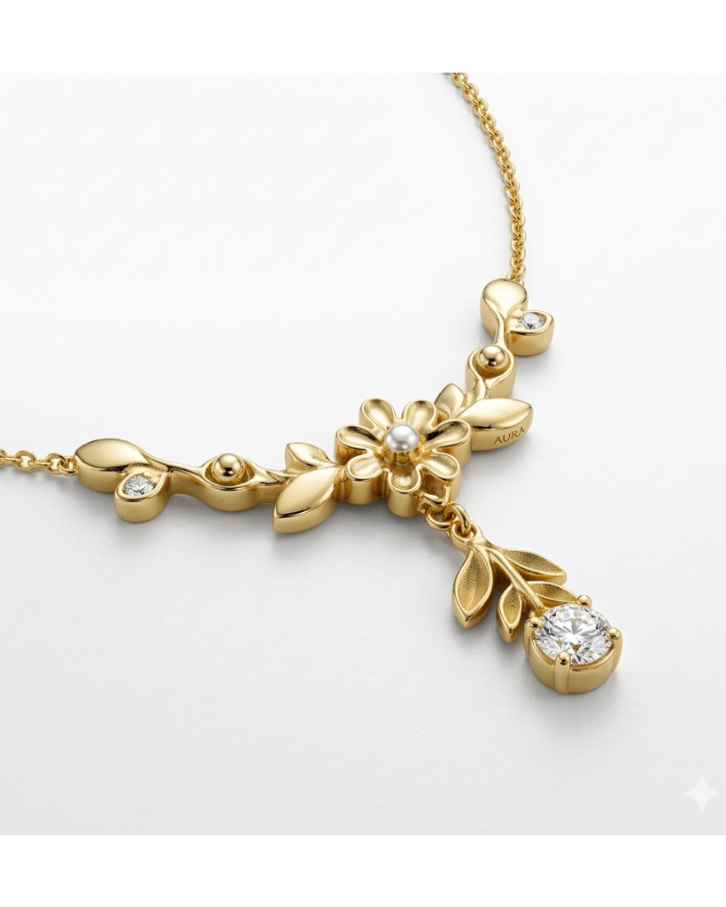 Golden Crystal leaflet Necklace