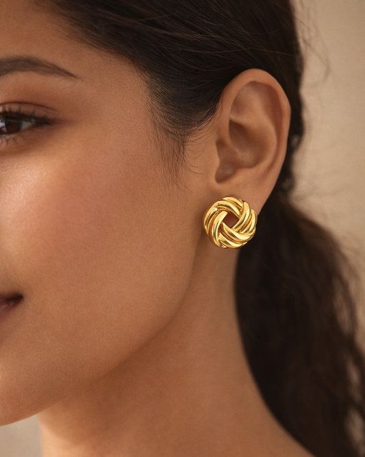 Golden Knot Stud Earrings