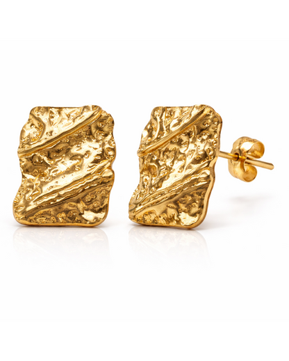 Golden Ripple Square Studs