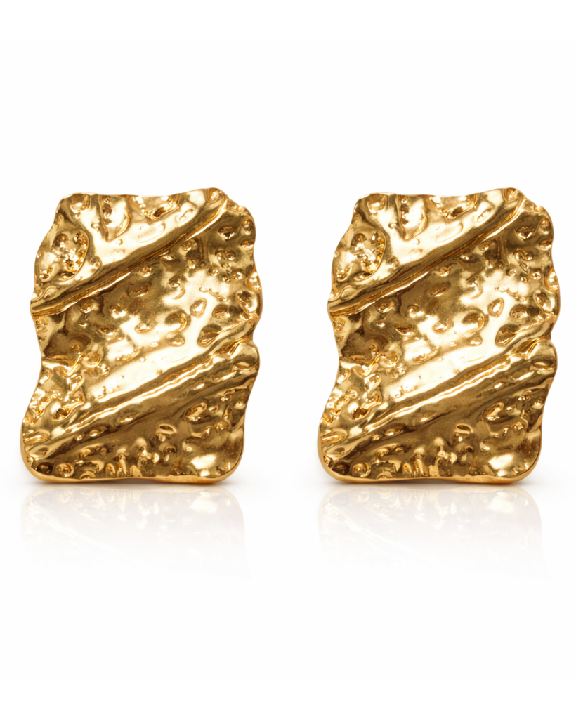 Golden Ripple Square Studs