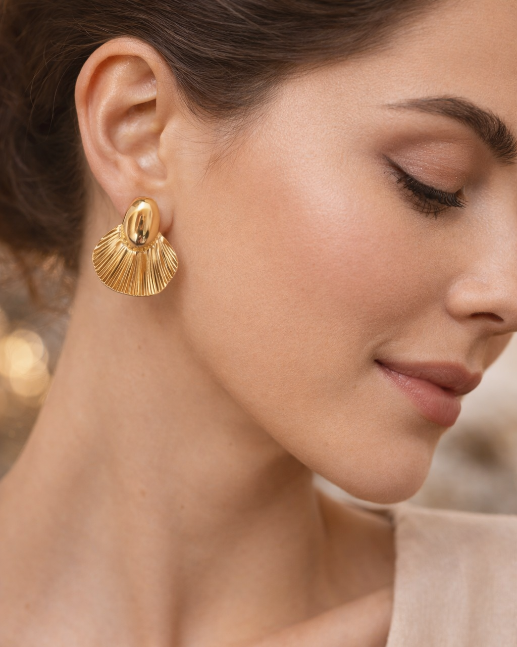 Golden Sea shell studs