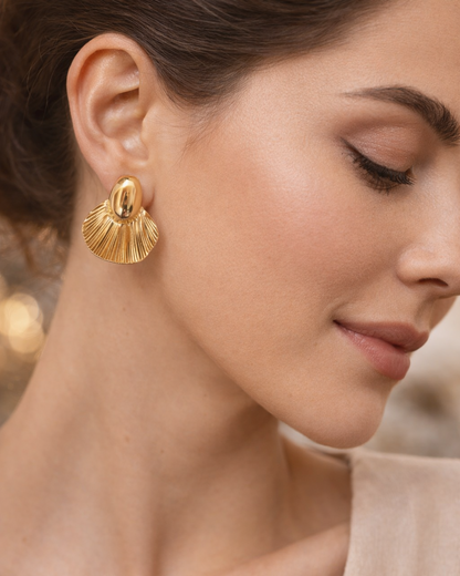 Golden Sea shell studs