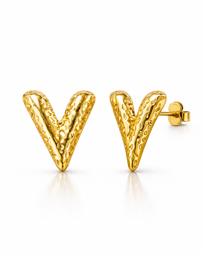 Golden V Textured  Earrings