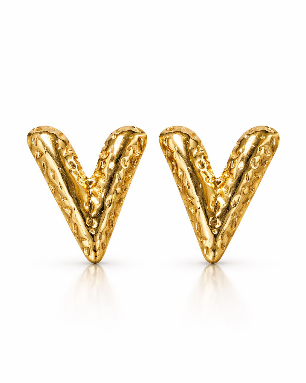 Golden V Textured  Earrings