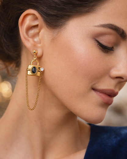 Lock  Drop Earrings