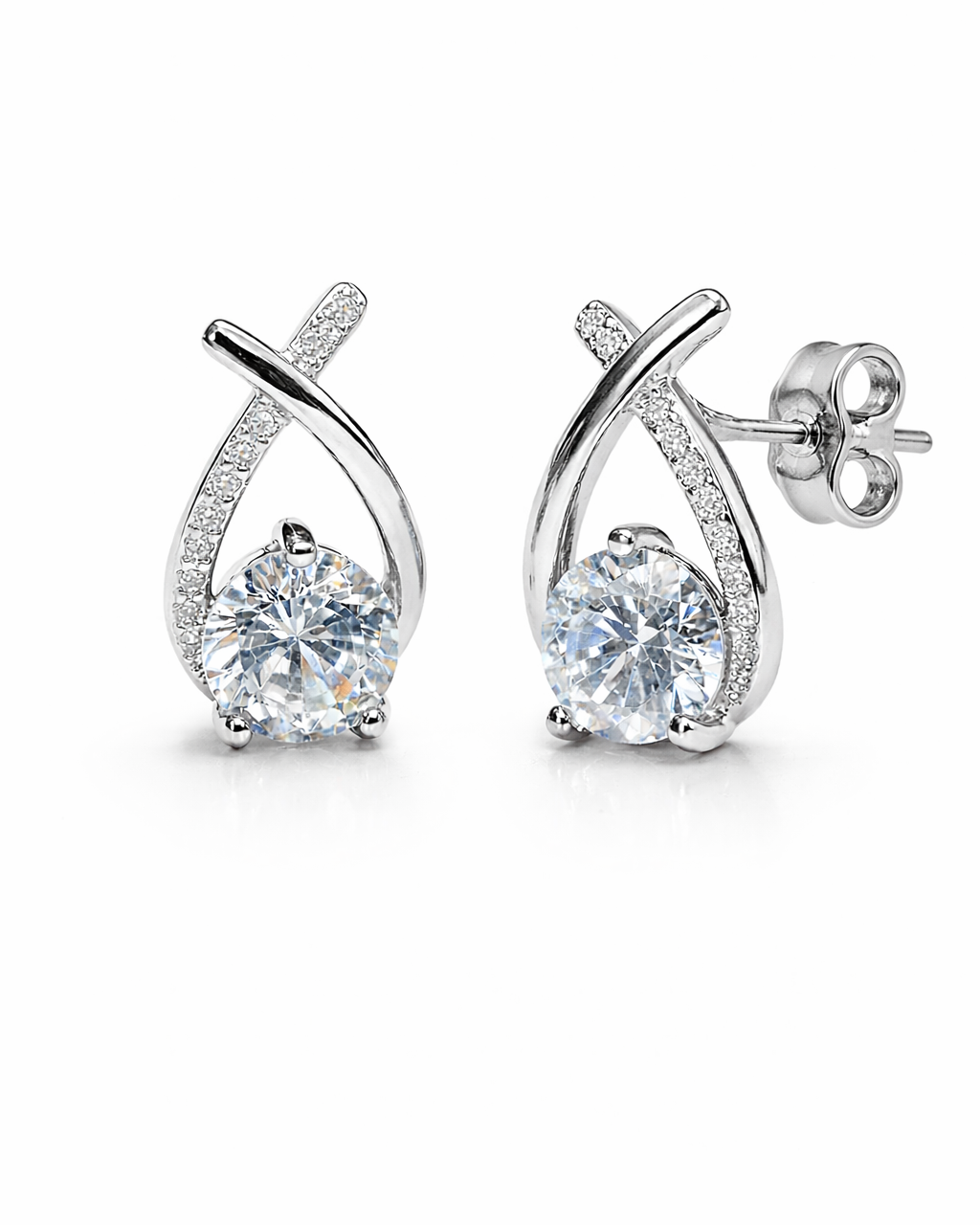 Solitaire Cross Earrings