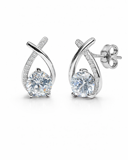 Solitaire Cross Earrings