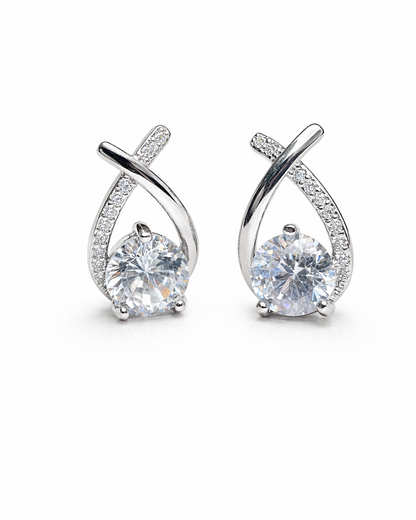 Solitaire Cross Earrings