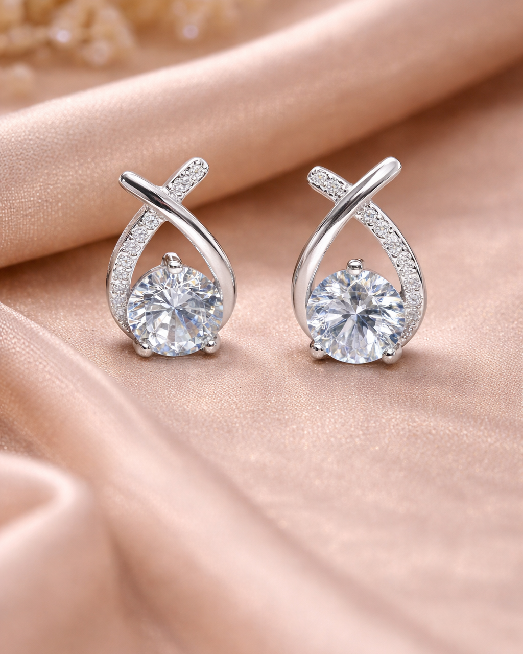 Solitaire Cross Earrings