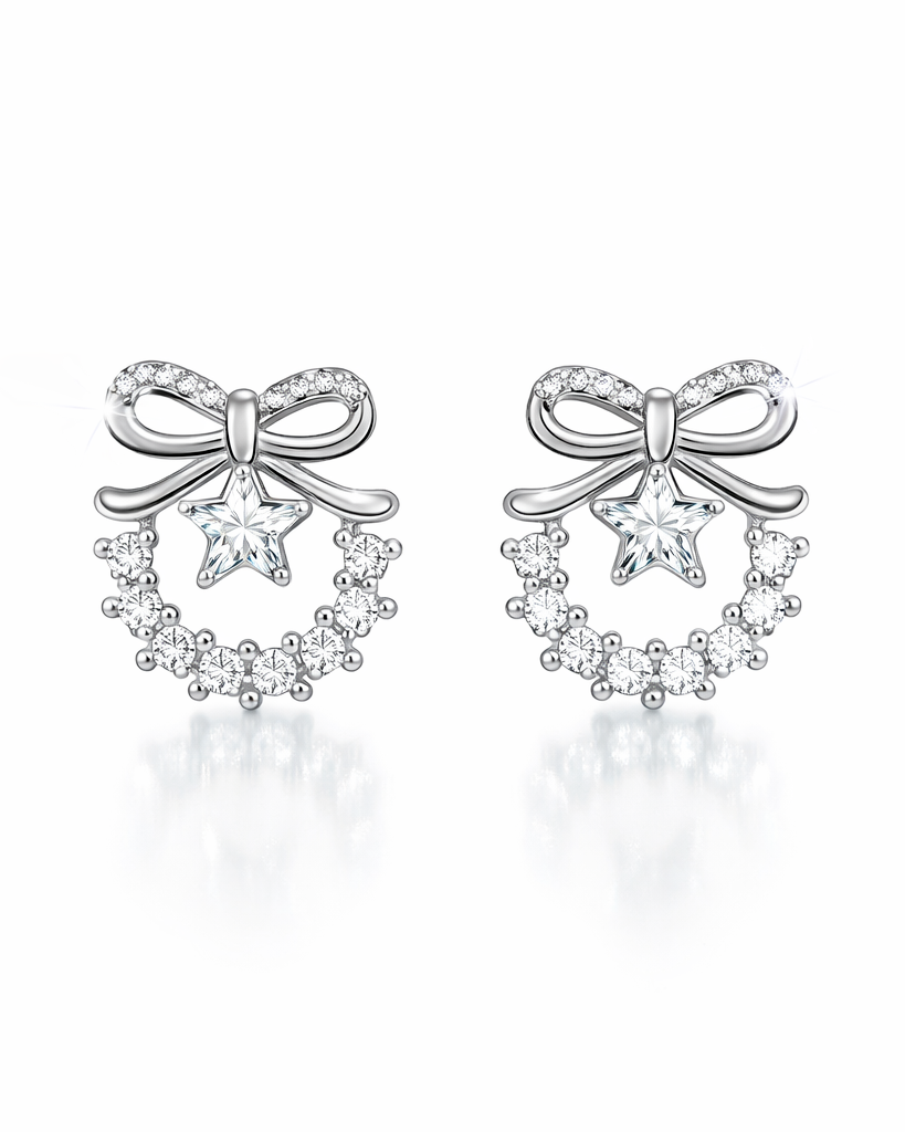 Princess Bow Spark Studs(Silver)