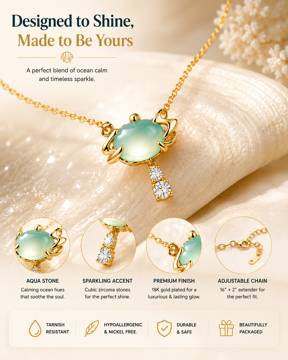 Sea Mist Glow  Necklace
