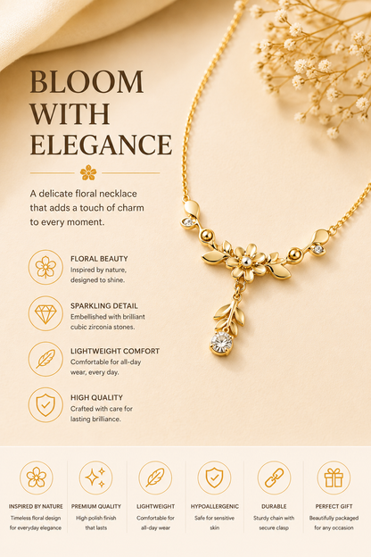 Golden Crystal leaflet Necklace