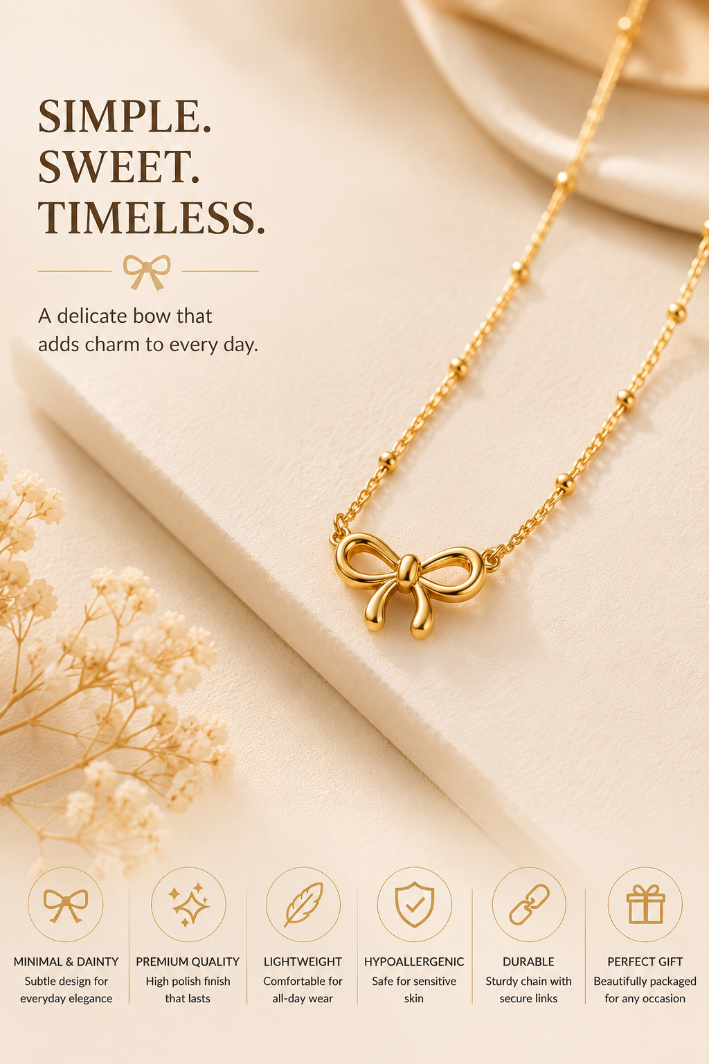 Golden Bow Necklace